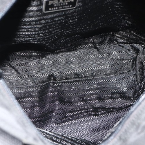 Borsa tote PRADA nylon nero argento originale ka4054 - Foto 11 di 24