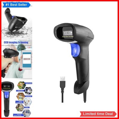 Handheld USB Barcode Scanner 1D CCD Reader Wired Plug and Play for POS