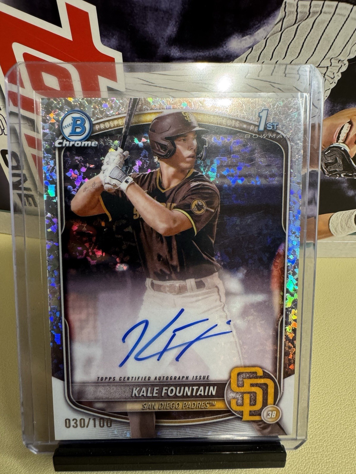 2025 Bowman #CPA-KFO Kale Fountain 1st Auto Chrome Mini Diamond Refractor /100