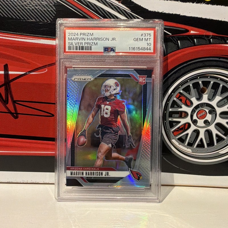 Panini Prizm 2024 Marvin Harrison Jr. Cardinals Silver Prizm RC #375 PSA 10