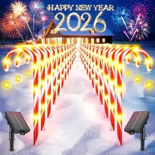 12/24 Pcs Christmas Candy Cane Lights Outdoor Pathway Markers Decorations New