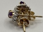 STUNNING 14K Gold Amethyst and Diamond Halo Stud Pierced Earrings — photo 10