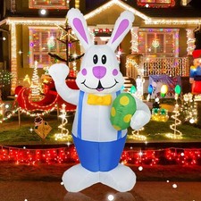 6ft Easter Rabbit Inflatable Toy Build-in LED Light Luminous Easter Bunny Yard