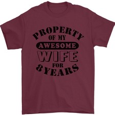 8th Wedding Anniversary 8 Year Funny Wife Mens T-Shirt 100 Cotton