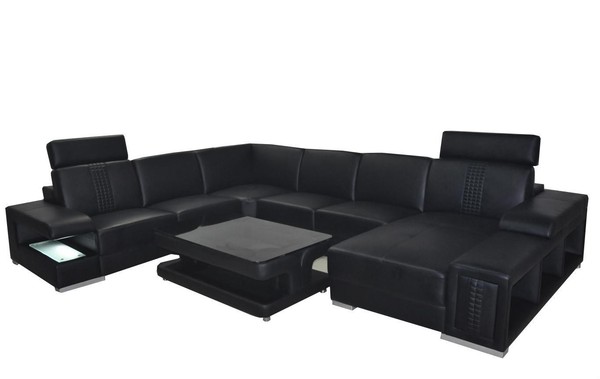 Leder Sofa Couch Polster Eck Sitz Garnitur U Form Ecke Couchen Wohnlandschaft-image