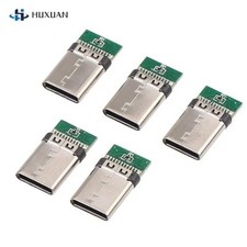 5Pcs USB 3.1 Type C Male DIY Solder Plug Connector Socket Attached PC