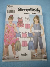 Simplicity Pattern 5984 Child s DRESS, TOP, CROPPED PANTS SHORTS 2-6x