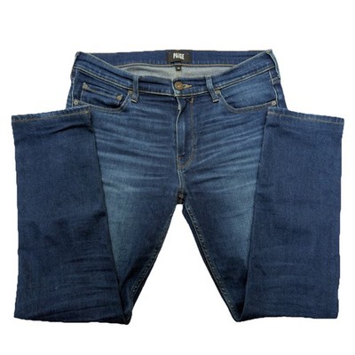 Paige Lennox Jeans Mens 32  Von Wash Blue Denim Stretch Dark Whiskering Preppy