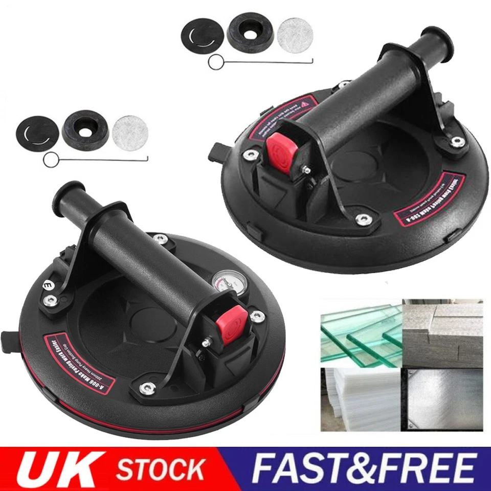 GOWTALL 8'' 500kg Heavy Duty Vacuum Suction Cup Glass Lifter Granite Sucker Pump Lift UK
