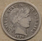 1896 Barber Dime 10c Obv Scratch as Pictured L2