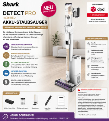 Shark  DETECT PRO IW3611EU Akku-Staubsauger