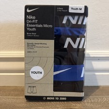 Nike Boy's Dri-Fit Essential Micro 3 Pack Boxer Brief Size Blue/Black - Youth M