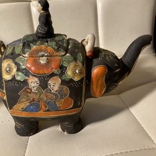 Vintage Japanese Satsime Elephant Teapot With Rider ( Mahout ) On The Lid