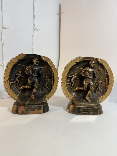 Vintage Football Trophy Resin Bronze Tone Player Laurel Award Display Lot 2