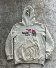 The North Face Womens Sz-L, Ivory/Cream Hoodie Pullover Logo Graphic Sweatshirt