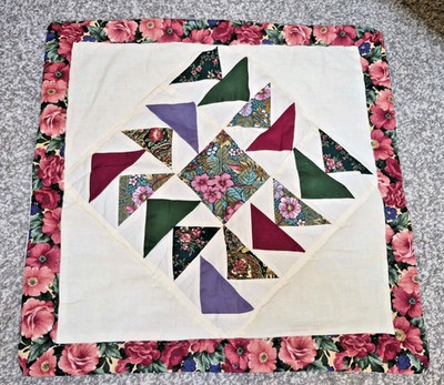 Handgefertigter Patchwork Kissenbezug Gesteppt Blumen Baumwolle Kissenbezug 16x16 Zoll
