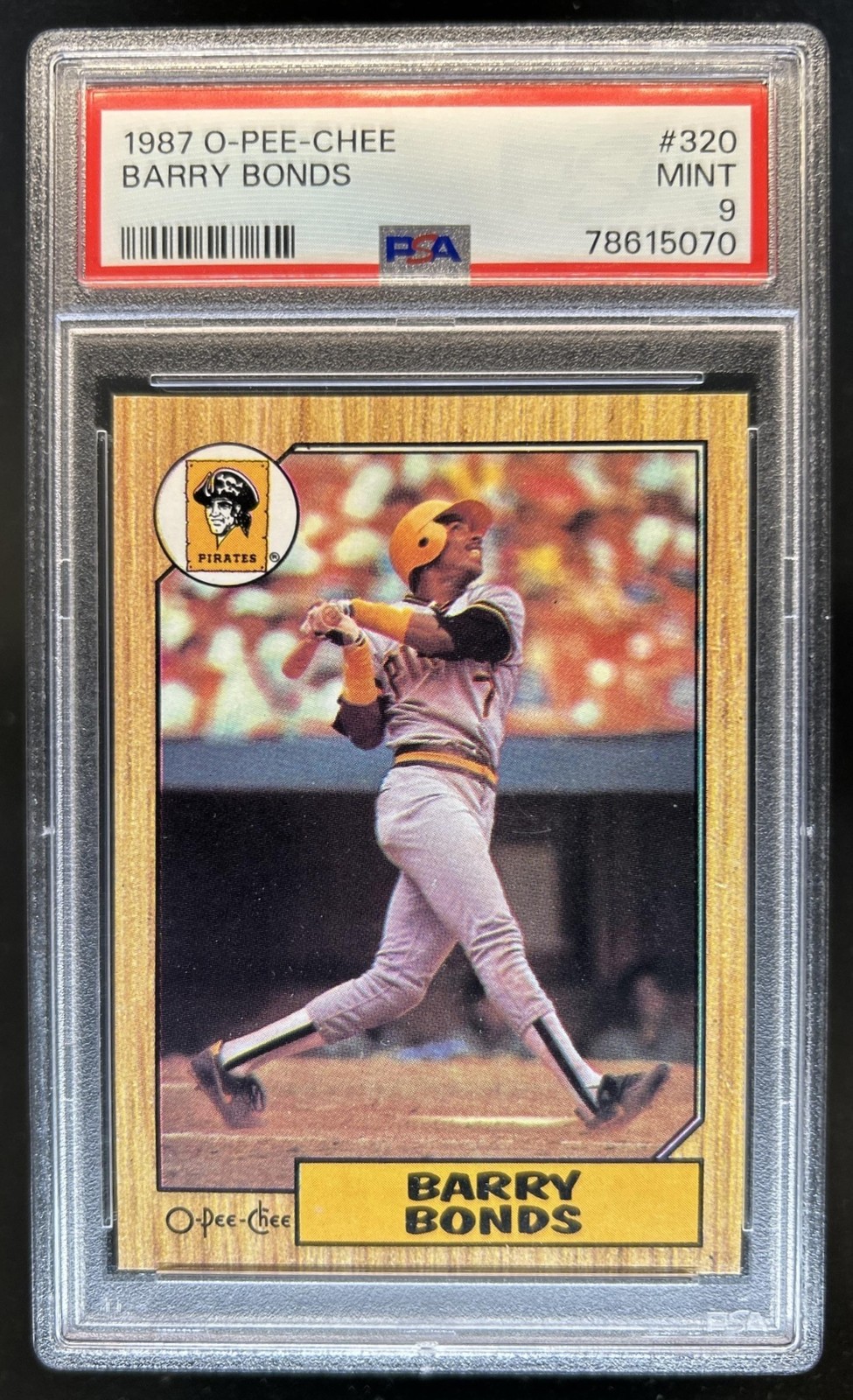 1987 O-Pee-Chee Barry Bonds Rookie RC #320 Pirates PSA 9 view 1