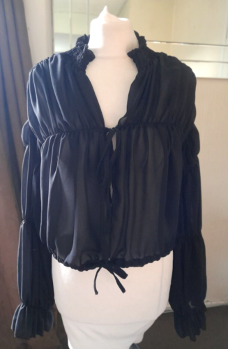 Boohoo Womens Black Polyester Basic Blouse Size 12  V-Neck goth - 第 1/4 張圖片