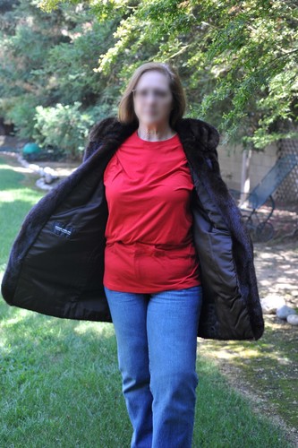 VTG Winnik Furs Women's Mink Coat Brown Double-Breasted Mid-Length Armpit 23" - Picture 4 of 11