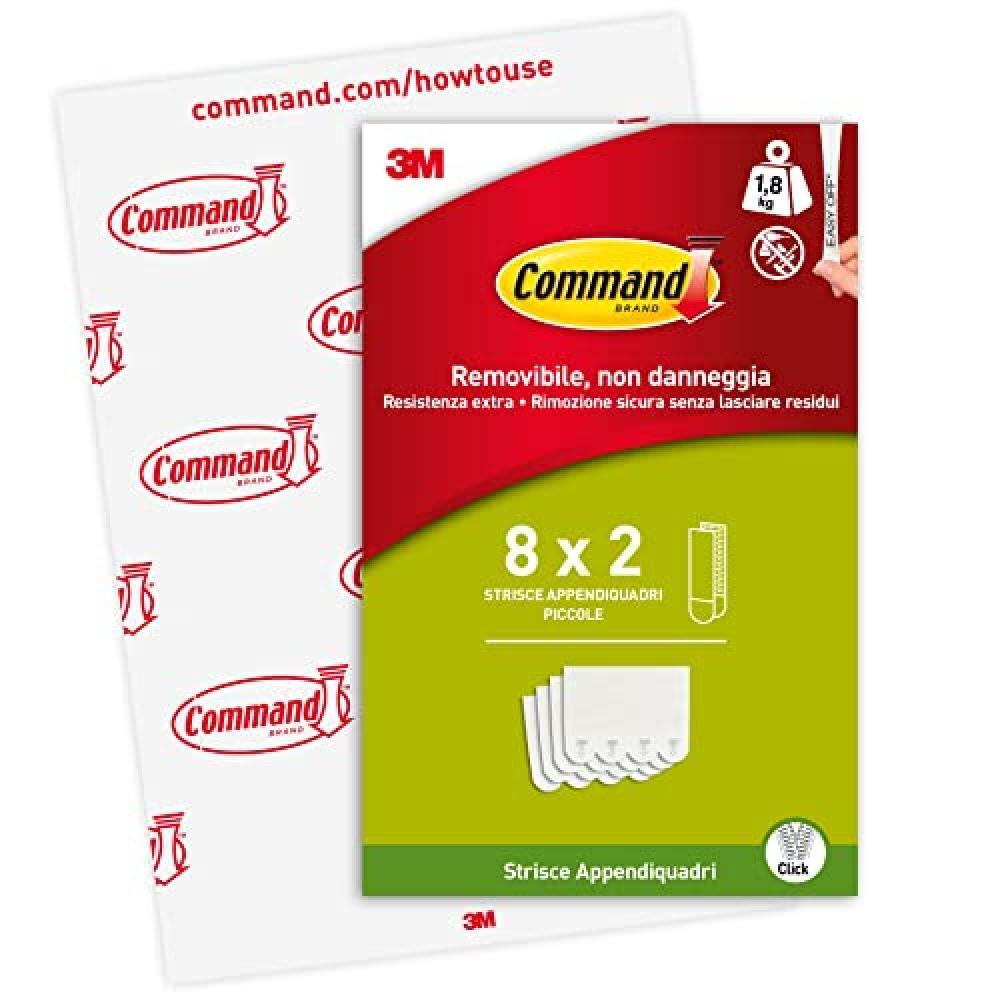 (TG. Piccole) Command Strisce Appendi Quadri Adesive Bianche Small, Confezione d
