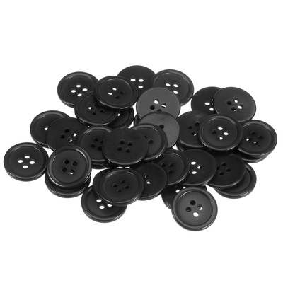 100 Stück 32L Nähen Knöpfe 3/4'' Harz Rund Flach 4-Loch Basteln Knöpfe, Schwarz