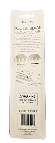 Donna Double Blade Razor Comb, Thin or Thick Hair, Replaceable Blades, Pink - Picture 3 of 4