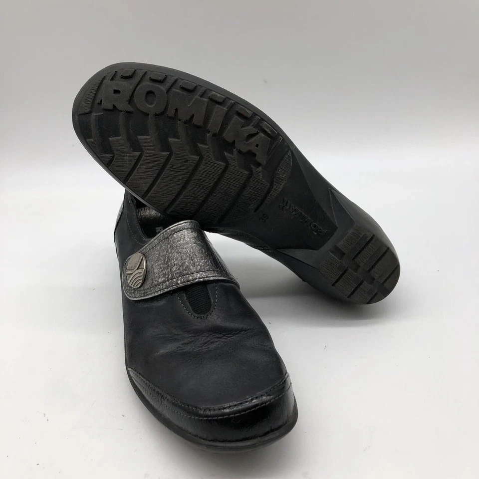 Женские черные кожаные туфли-слипоны на танкетке Romika, размер 39 - Изображение 4 из 4