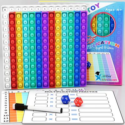 	Multiplication Chart Pop It 12x12 Math Game Times Table for Kids Learning	