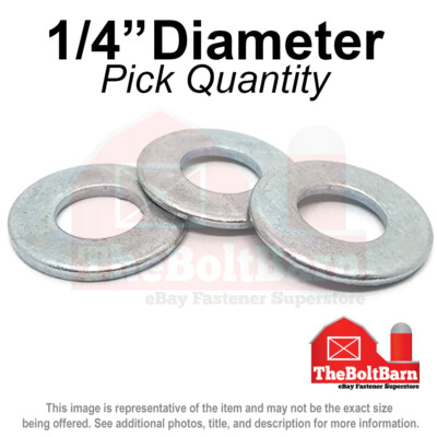 1/4'' SAE Flat Washers Low Carbon Steel Zinc Plated (Pick Quantity)