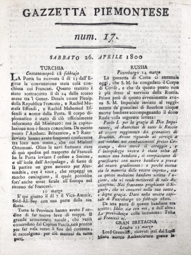 Gazzetta Piemontese 1800 Siège de Genova Savona Malte Malta Massena Sasello - 第 1/11 張圖片
