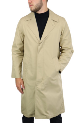 Sandro Manteu Mac Herren Klein Trenchcoat Unliniert Lang Geknopft Taschen Beige