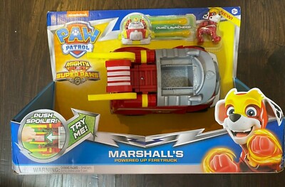 Paw Patrol Mighty Pups Super Paws Marshall's Powered Up Firetruck Disney Jr New