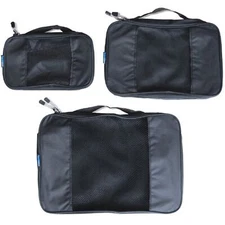 TravelWise Nylon Luggage Organization Packing Cubes, Black, 3 Sizes