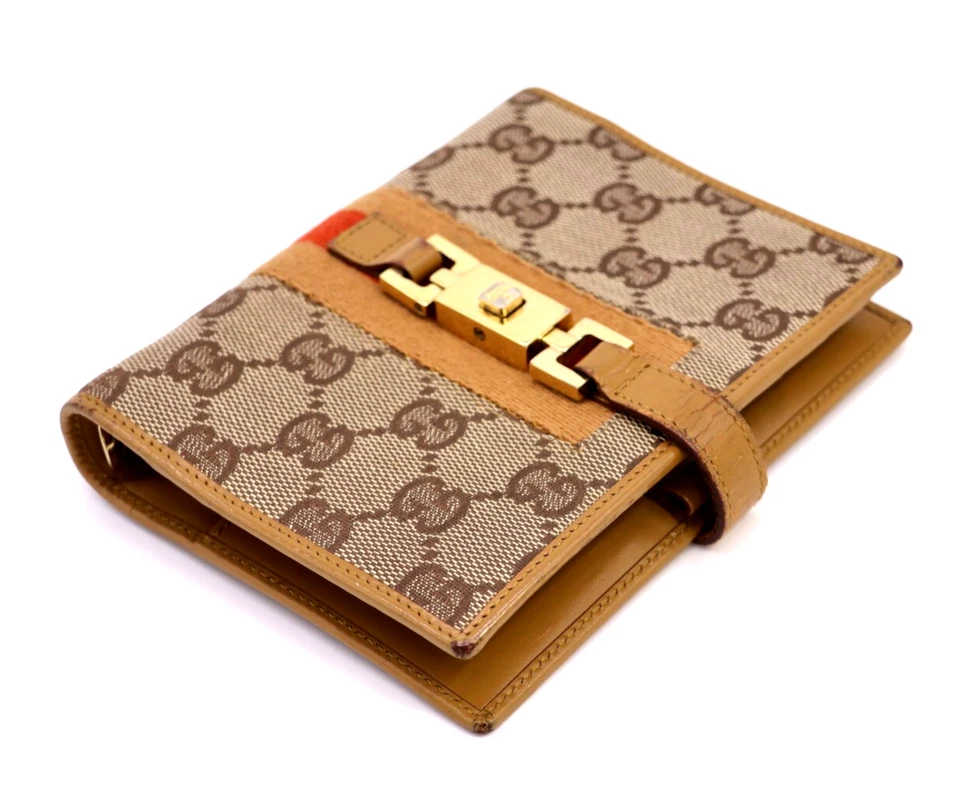 Gucci-Jackie Planificador Cubierta Agenda GG Lona 2067 Jerez Beige Auténtico 708 Foto 2 de 4