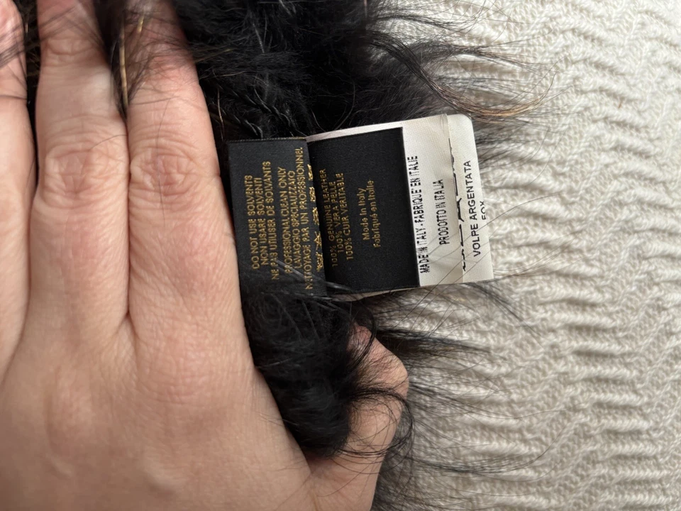 Guantes de cuero negro/cachemira de piel de zorro real Mipiaci nuevos con etiquetas venta al por menor $1,413 Foto 4 de 4