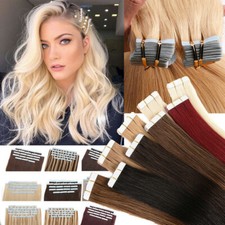 Seamless Tape-in Human Hair Extensions Double Sided Adhesive Skin Weft Real Hair