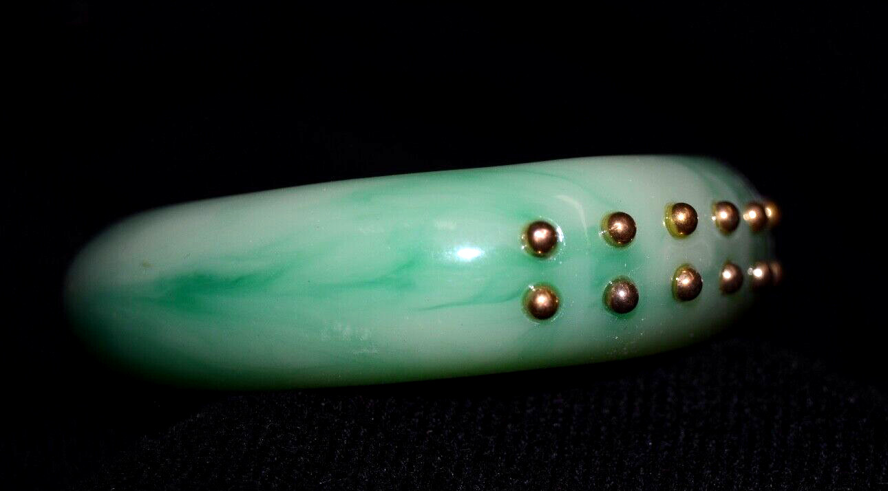 VTG Kenneth Jay Lane Signed KJL Faux Jade Studded… - image 6