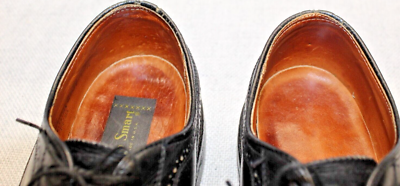 Bob Smart Dress Shoes Mens 11B Brown Longwing Wingtip Leather Oxford Vintage USA Vintage Bob Smart Black Leather Fully Brogued Wingtip Oxford  main image 4