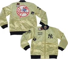 New York Yankees Mens Mitchell & Ness Light Weight Satin Gold Jacket Coat $150