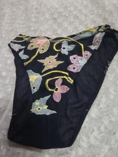 Vintage Nylon Panty Withfloral Designs On Front Size Medium