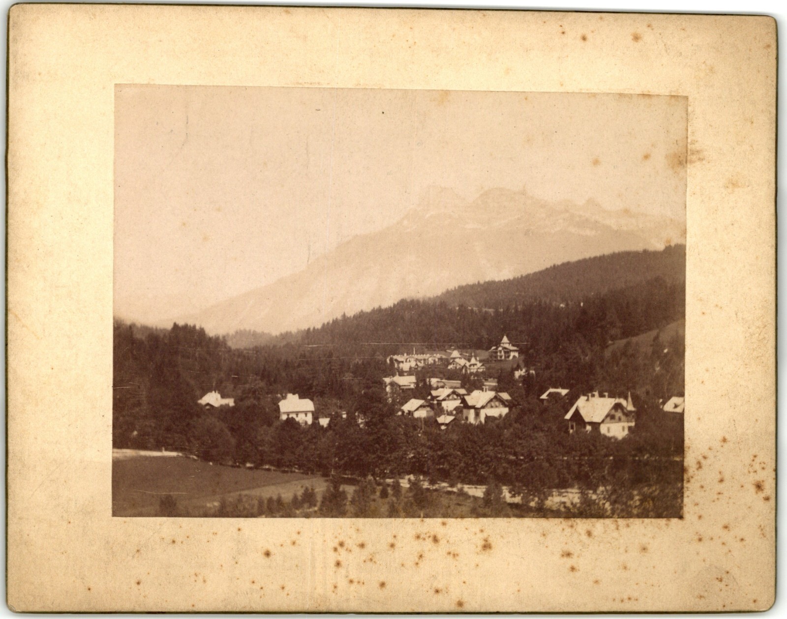 CIRCA 1890s CABINET CARD VILLAGE MOUTAIN TOWN BAD AUSSEE AUSTRIA DACHSTEIN ALPS