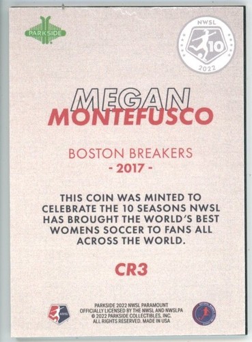 2022 Parkside Paramount moneta da 10 anni #CR3 Megan Montefusco Breakers - Foto 2 di 2
