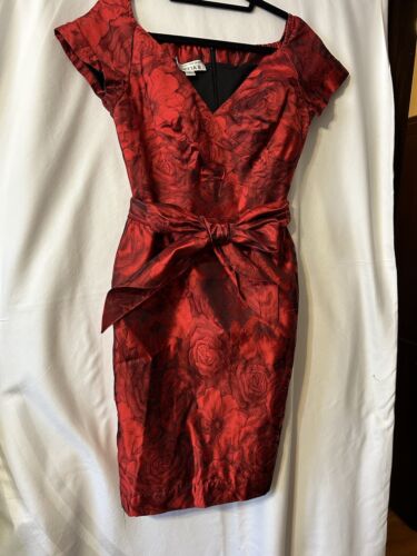 Chetta B Women’s Formal Sleeveless Red Rose Dress with Sash Size 6 Bloom Novielb