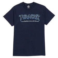 Thrasher Magazine SLASH Logo Skateboard T Shirt NAVY