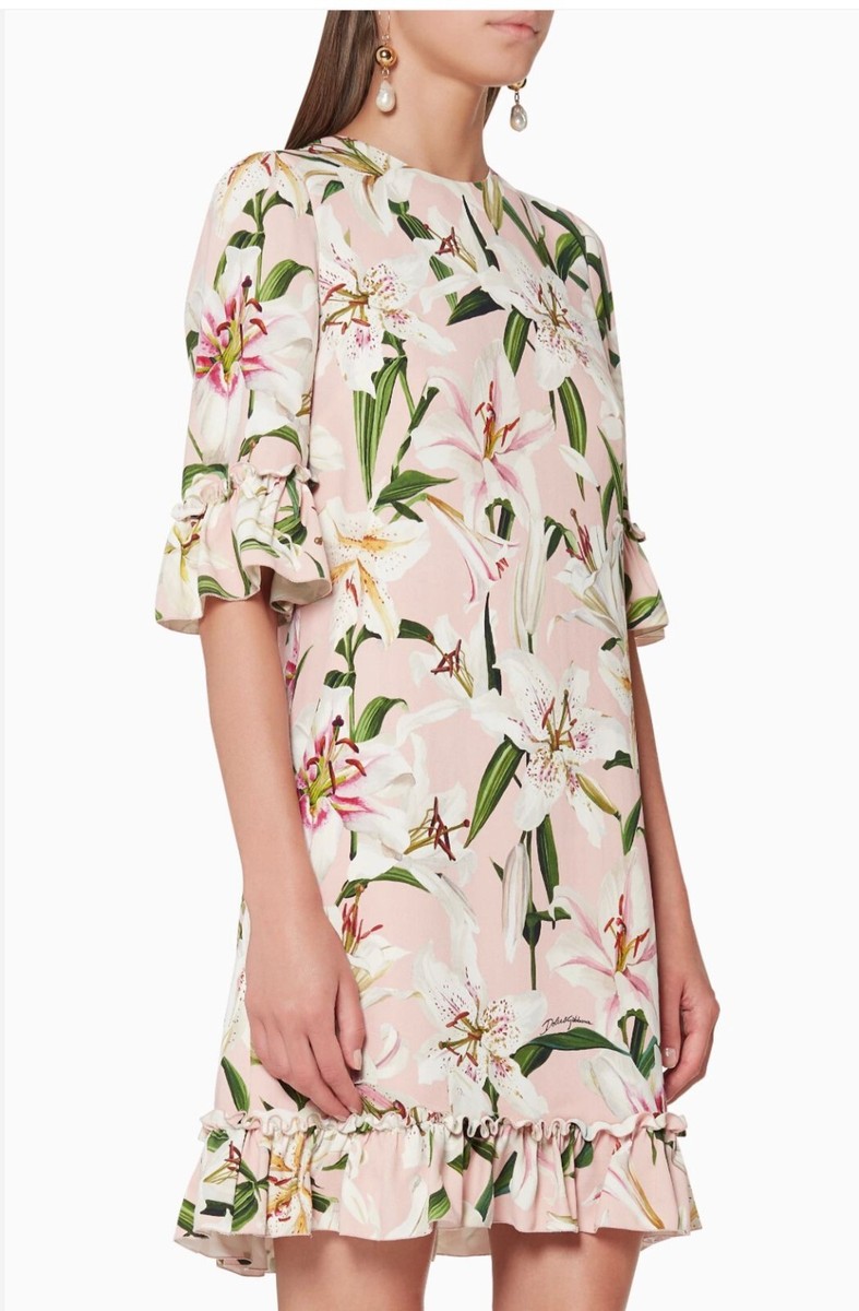 DOLCE&GABBANA シルク 100% シフォン フリル 花柄 ピンク系 Printed silk chiffon blouse in multicoloured - Dolce Gabbana