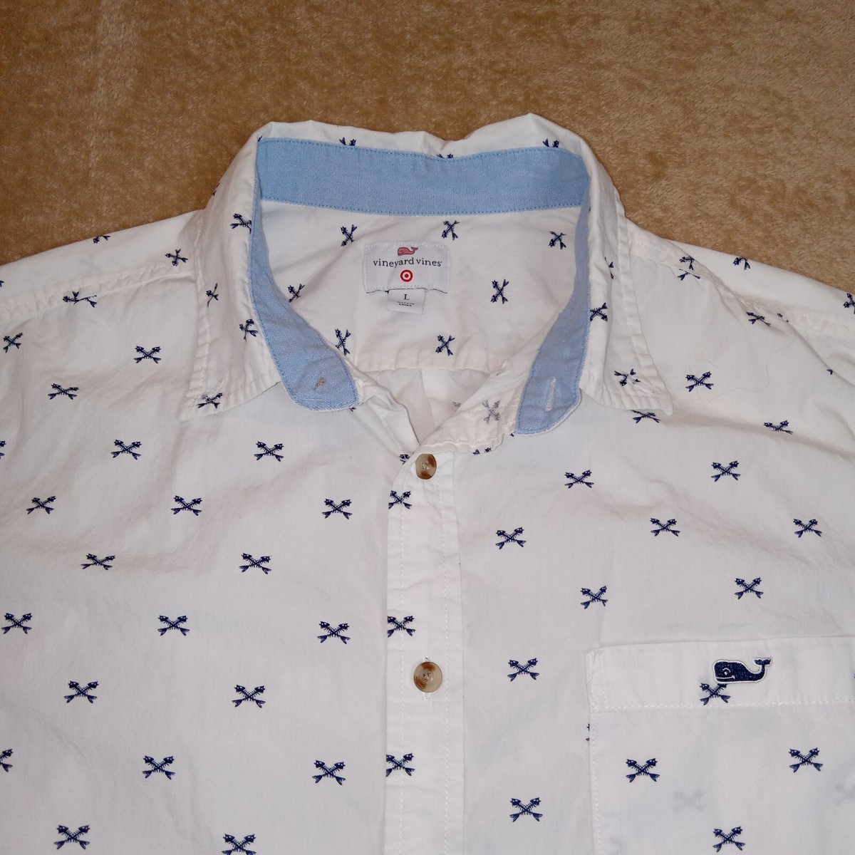 Vineyard Vines Target Men's Short Sleeve Button Down Shirt White Large