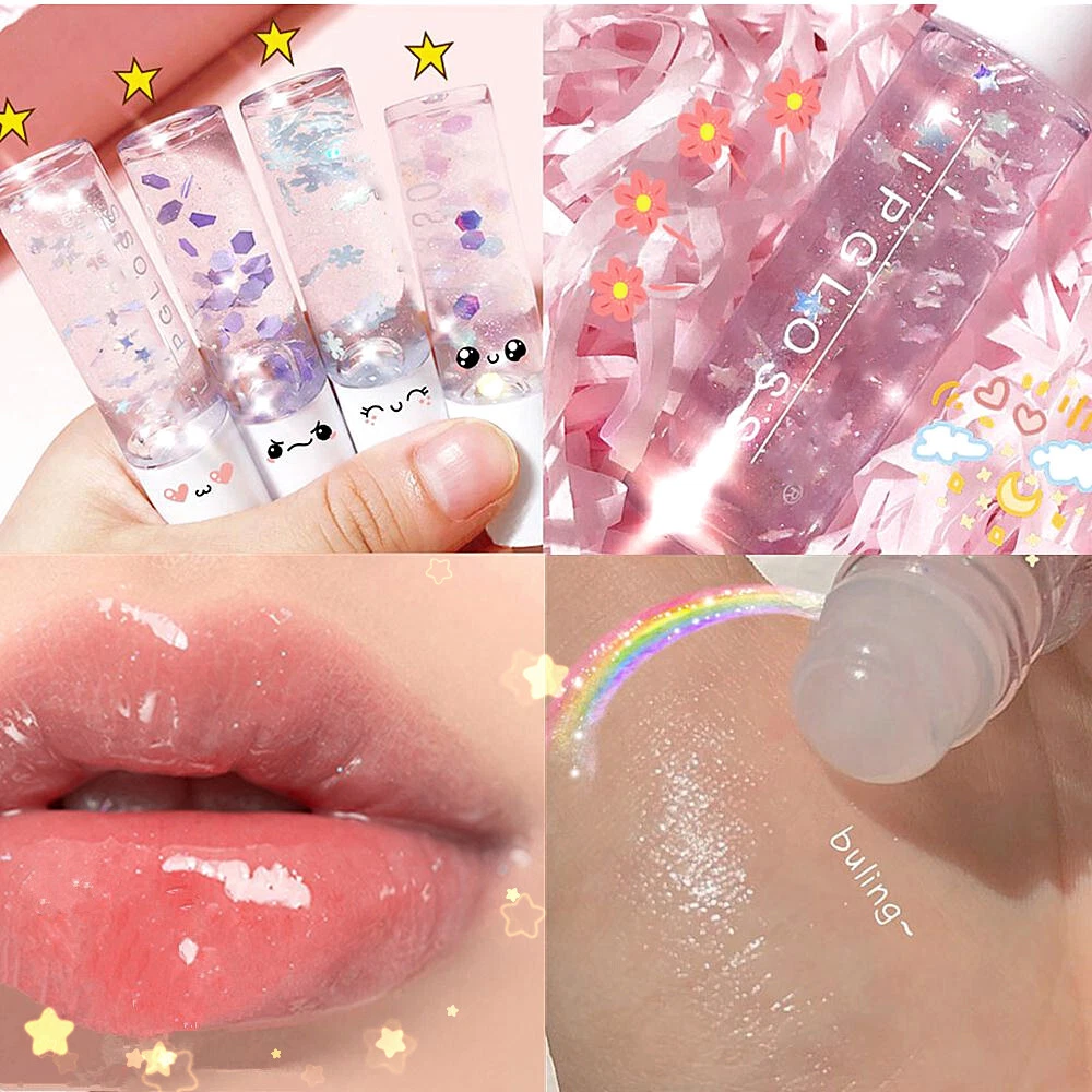 Glitter Lip Pearly White Base Clear Lip Gloss Transparent Makeup Lips Gift  4ml