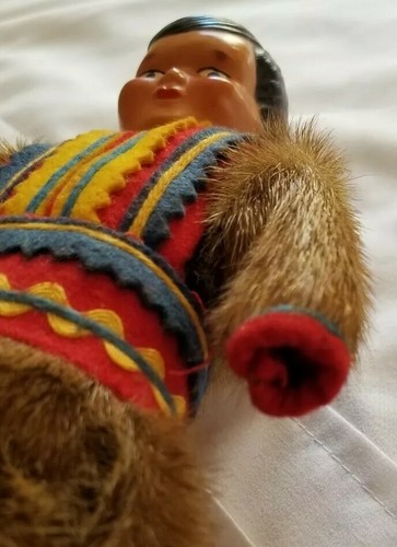 Bambola norvegese vintage maschio cappotto visone fatto a mano mancante mani - Foto 7 di 11