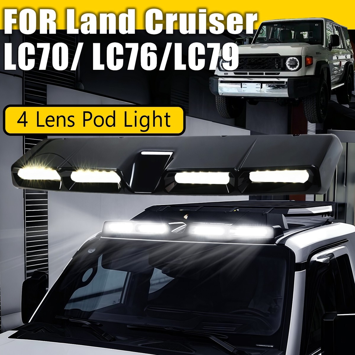 Roof Llight Fits For Toyota Lande Cruiser LC70/LC76/LC79 Glossy