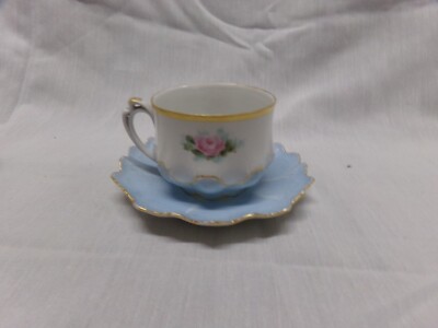 Antique MZ AUSTRIA MORITZ ZDEKAUER Porcelain Blue Floral Teacup
